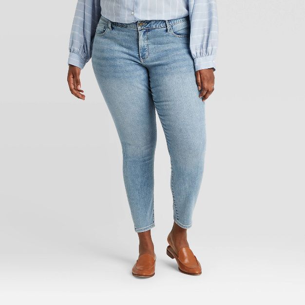 Women's Plus Size Vintage Skinny Jeans - Ava & Viv™ Light Wash | Target