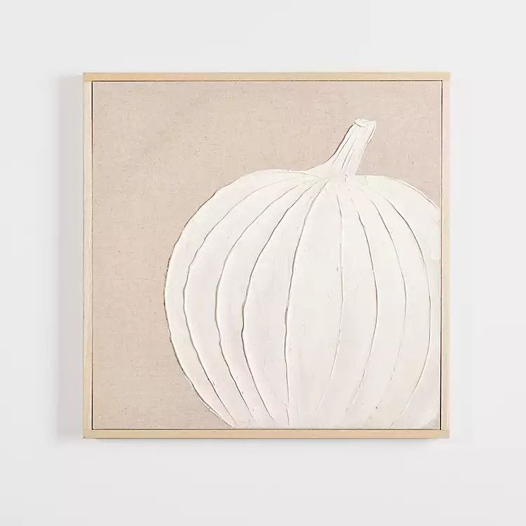 White Textured Pumpkin Framed Canvas Art Print | Kirkland's Home