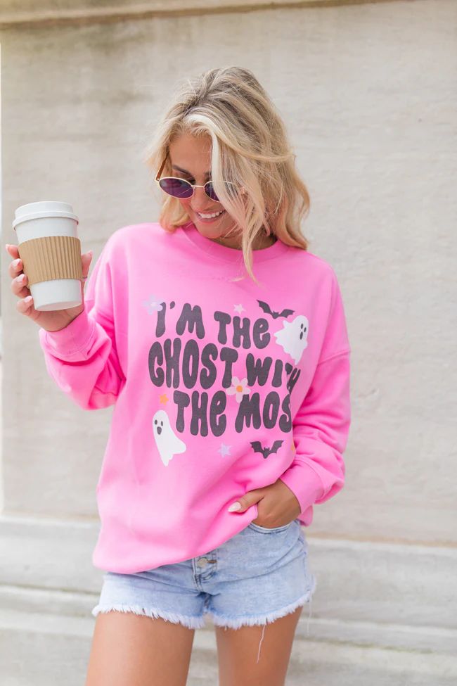 I'm The Ghost With The Most Pink Oversized Graphic Sweatshirt | Pink Lily