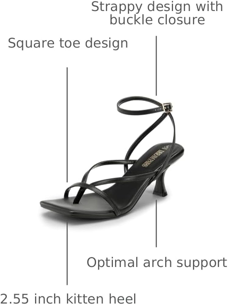 DREAM PAIRS Women's kitten Low Strappy Lace Up Heels Open Square Toe Thong Ankle Strap Heels Sexy... | Amazon (US)