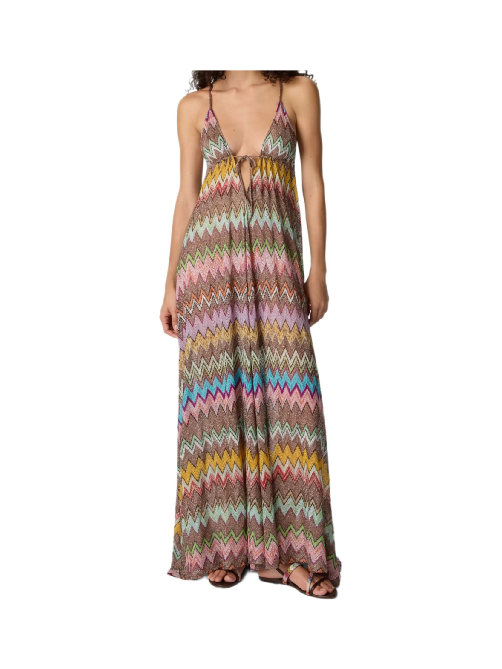 Missoni V-Neck Zigzag Pattern Maxi Dress | Senser US