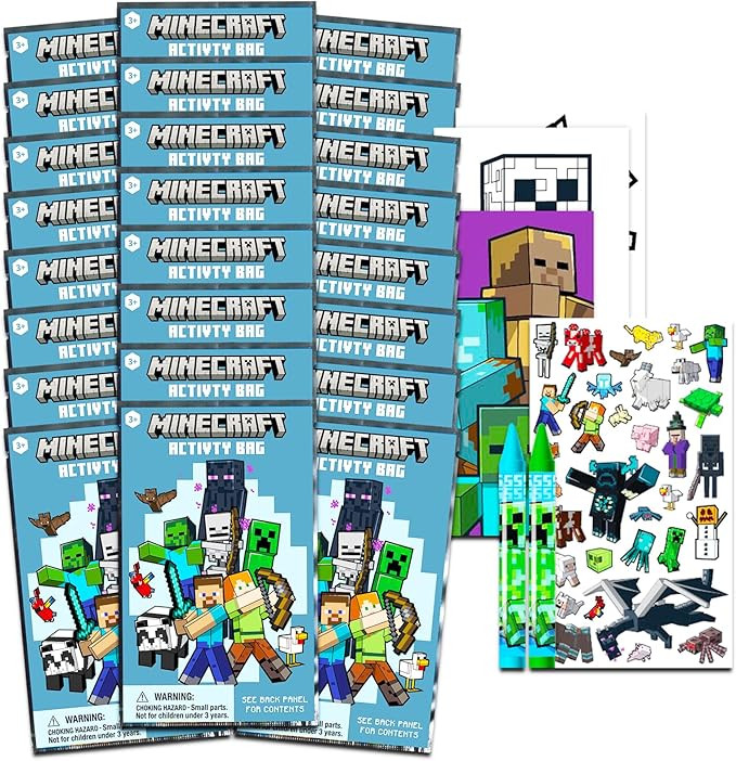 Minecraft Party Favors for Kids Bundle ~ 24 Minecraft Mini Play Packs with Coloring Books, Sticke... | Amazon (US)