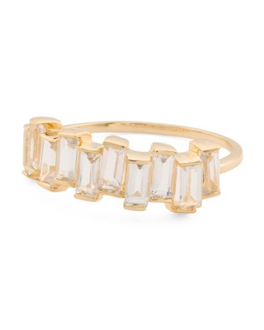 Made In India 14kt Gold Plated Sterling Silver White Quartz Ring | TJ Maxx