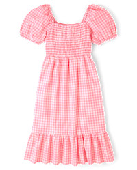 Womens Mommy And Me Gingham Poplin Smocked Tiered Dress - red | The Children's Place