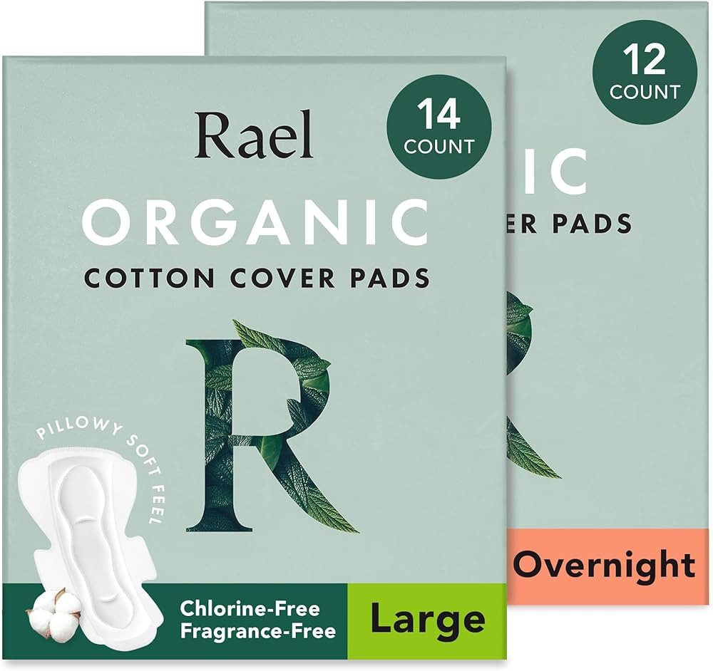 Rael Pads for Women, Organic Cotton Cover - Period Pads with Wings, Sanitary Napkins, Heavy Absor... | Amazon (US)