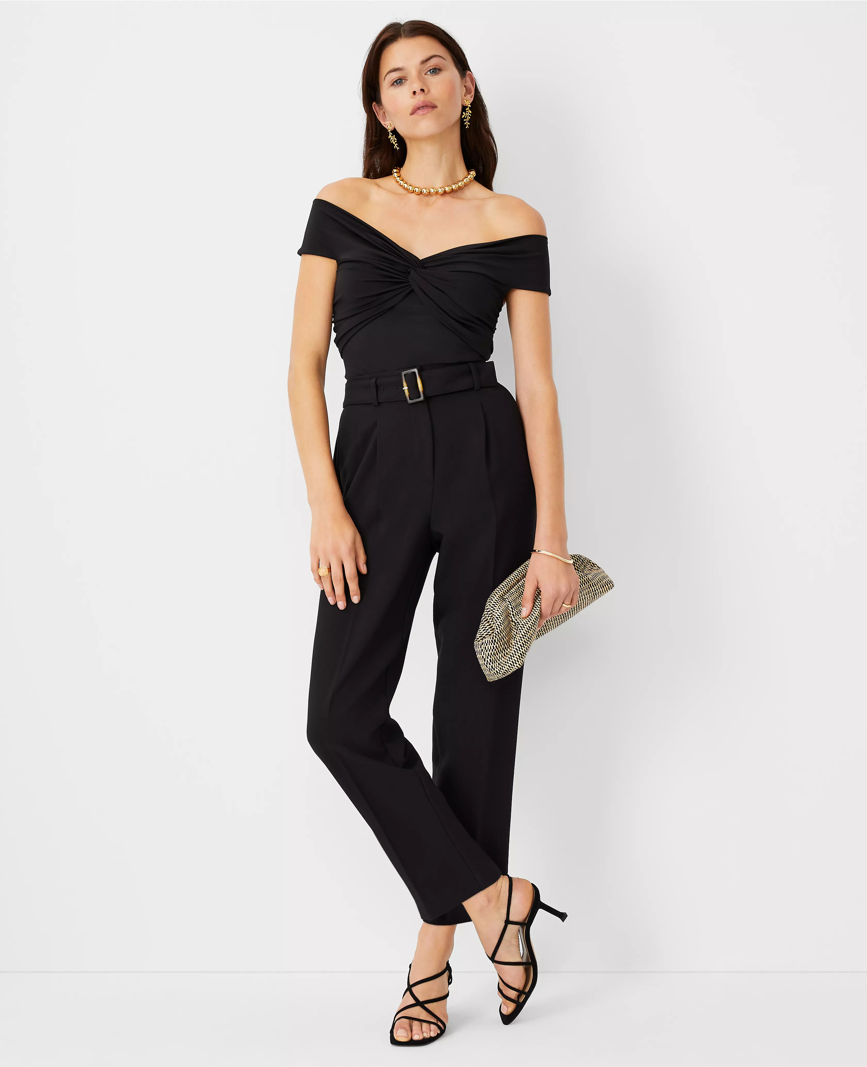 The Petite Belted Taper Pant | Ann Taylor
