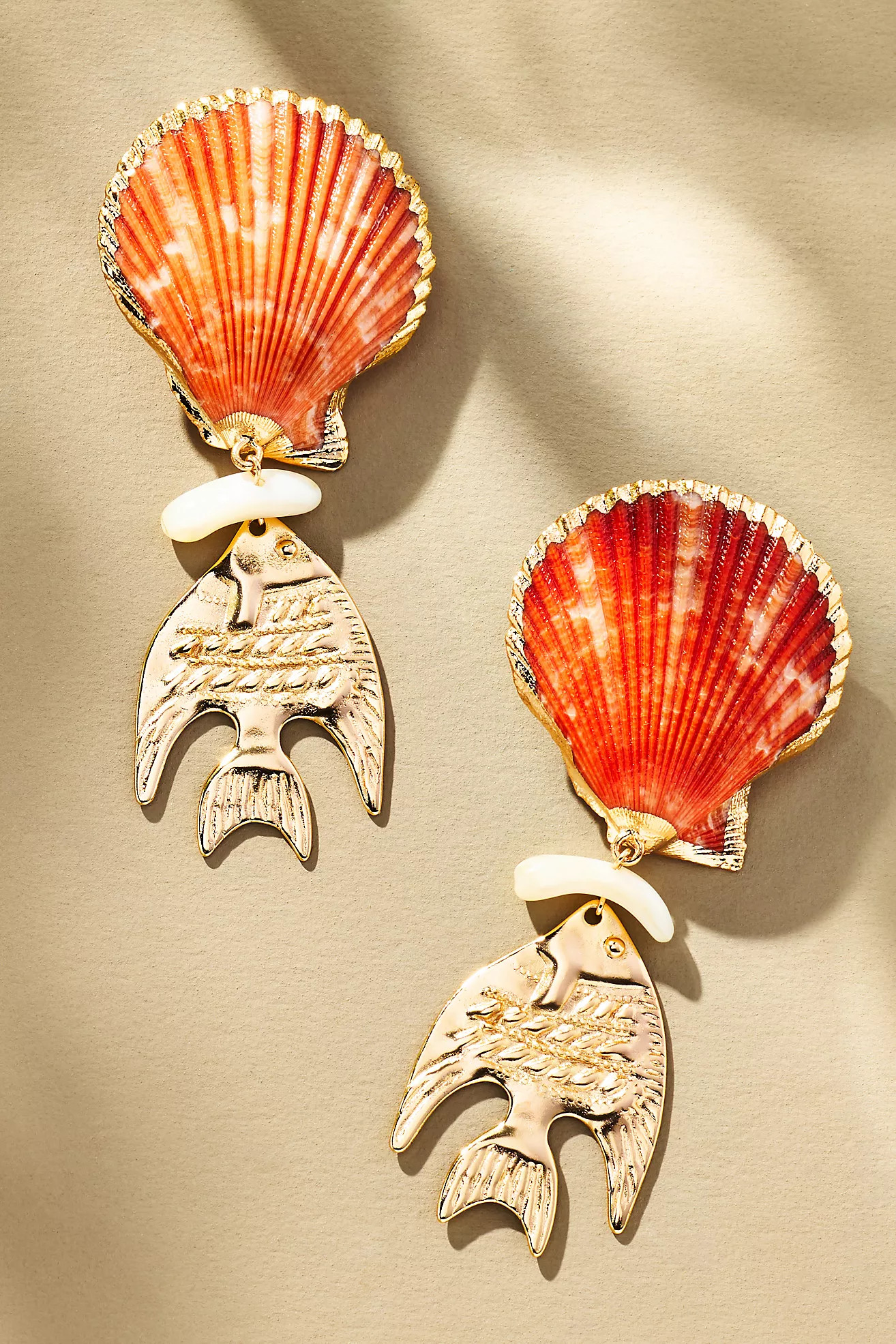 Fish Charm Shell Drop Earrings | Anthropologie (US)