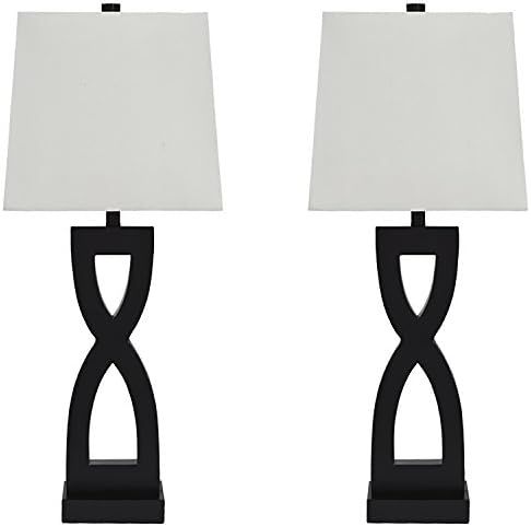 Signature Design by Ashley Amasai Contemporary 29" Sculptured 3 Way Table Lamp, 2 Count, Black | Amazon (US)