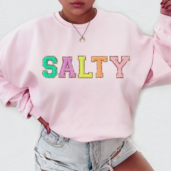 Salty Sweatshirt Preppy Crewneck Beach Sweatshirt Coconut Girl | Etsy | Etsy (US)