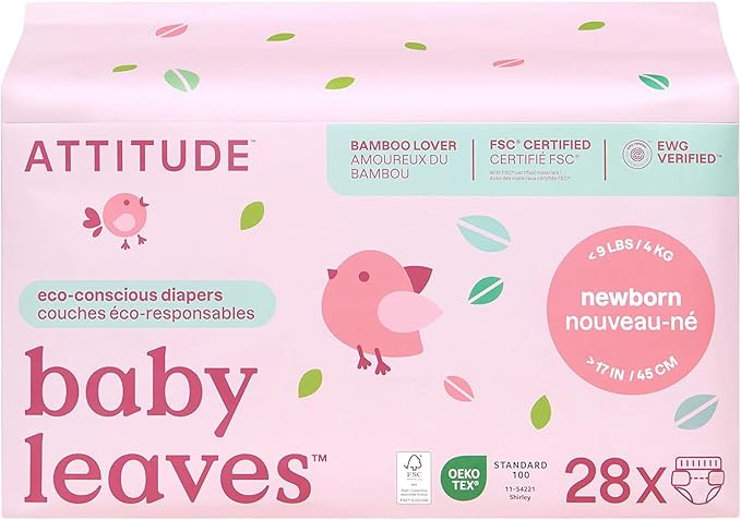 ATTITUDE Eco-Conscious Disposable Diapers, EWG Verified, Size 1/Newborn (< 9 lbs), Ultra Absorben... | Amazon (CA)