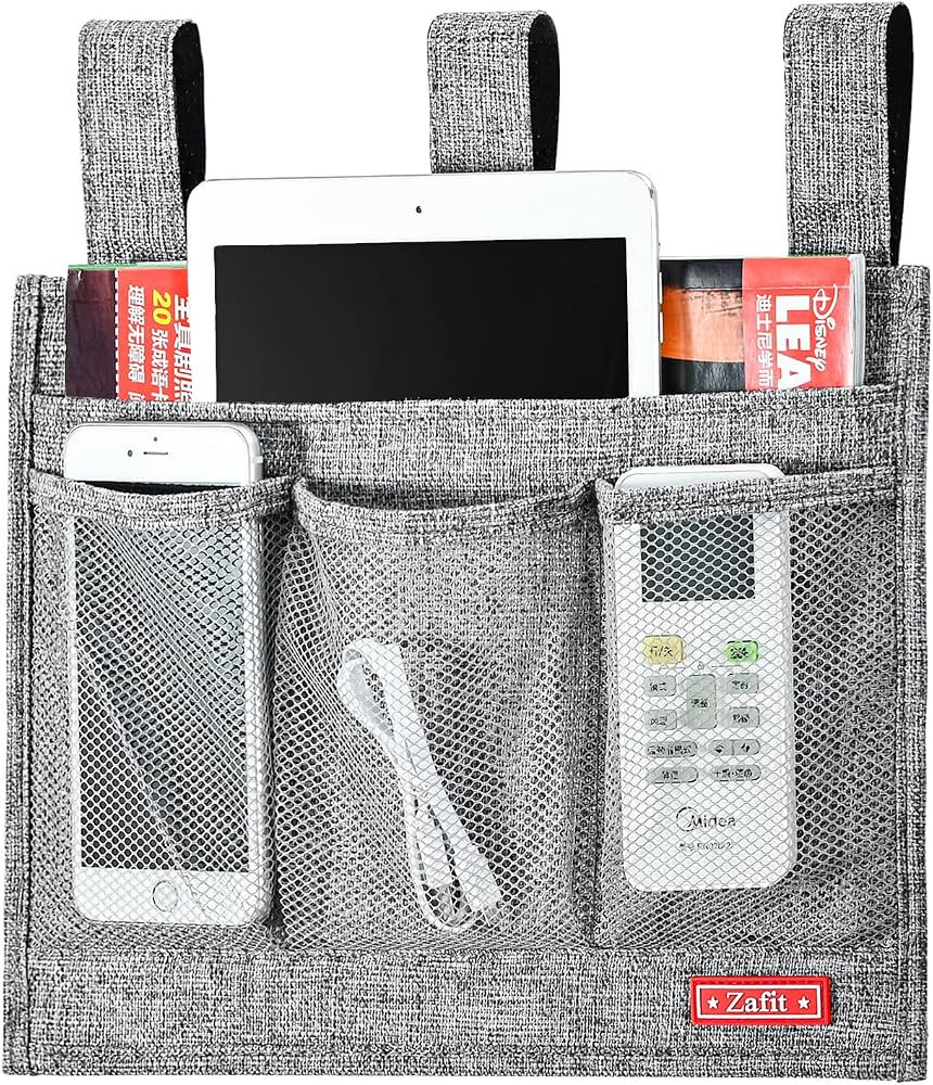 Zafit Linen Bedside Caddy, Bedside Storage Organizer for Hospital Beds, College Dorm Rooms or Bab... | Amazon (US)
