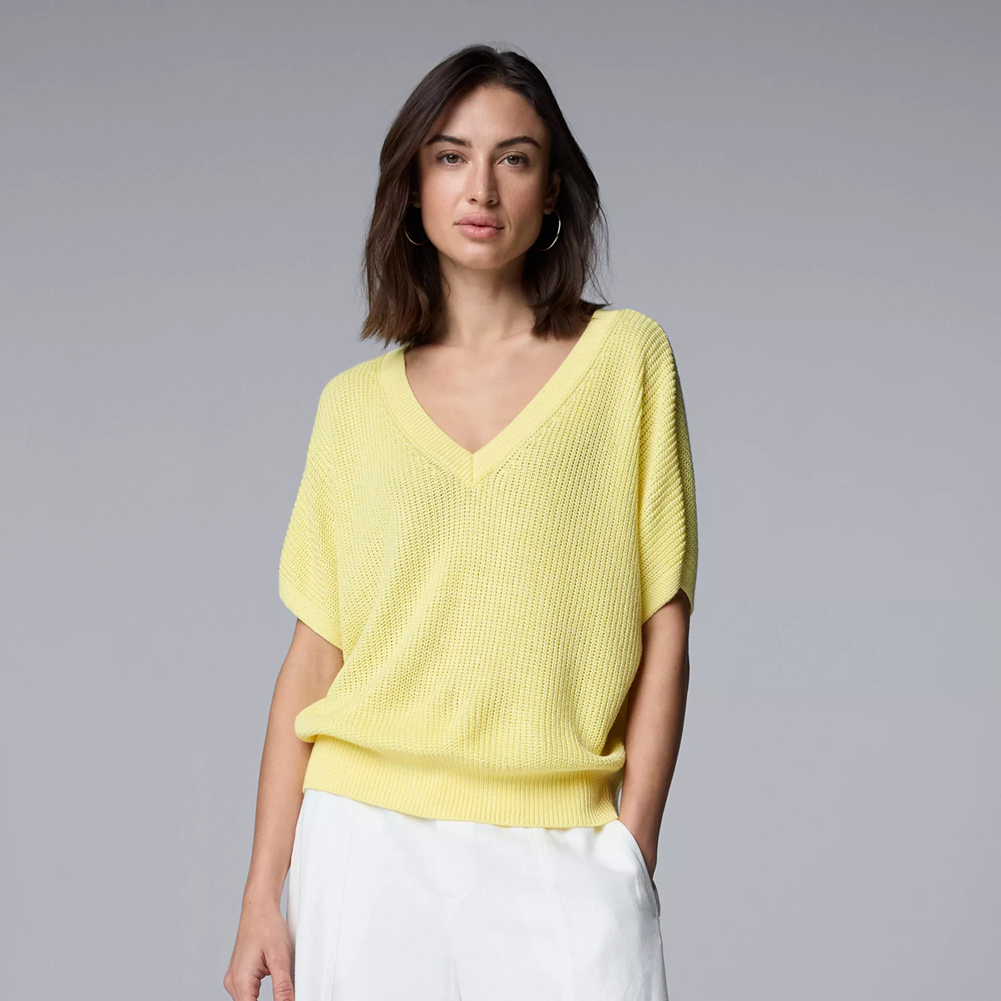 Women's Simply Vera Vera Wang V-Neck Sweater Tee | Kohl's