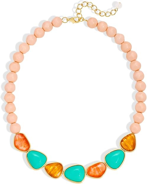 Chunky Beaded Necklaces for Women Trendy Boho Statement Large Resin Beads Heart Penadnt Necklace ... | Amazon (US)