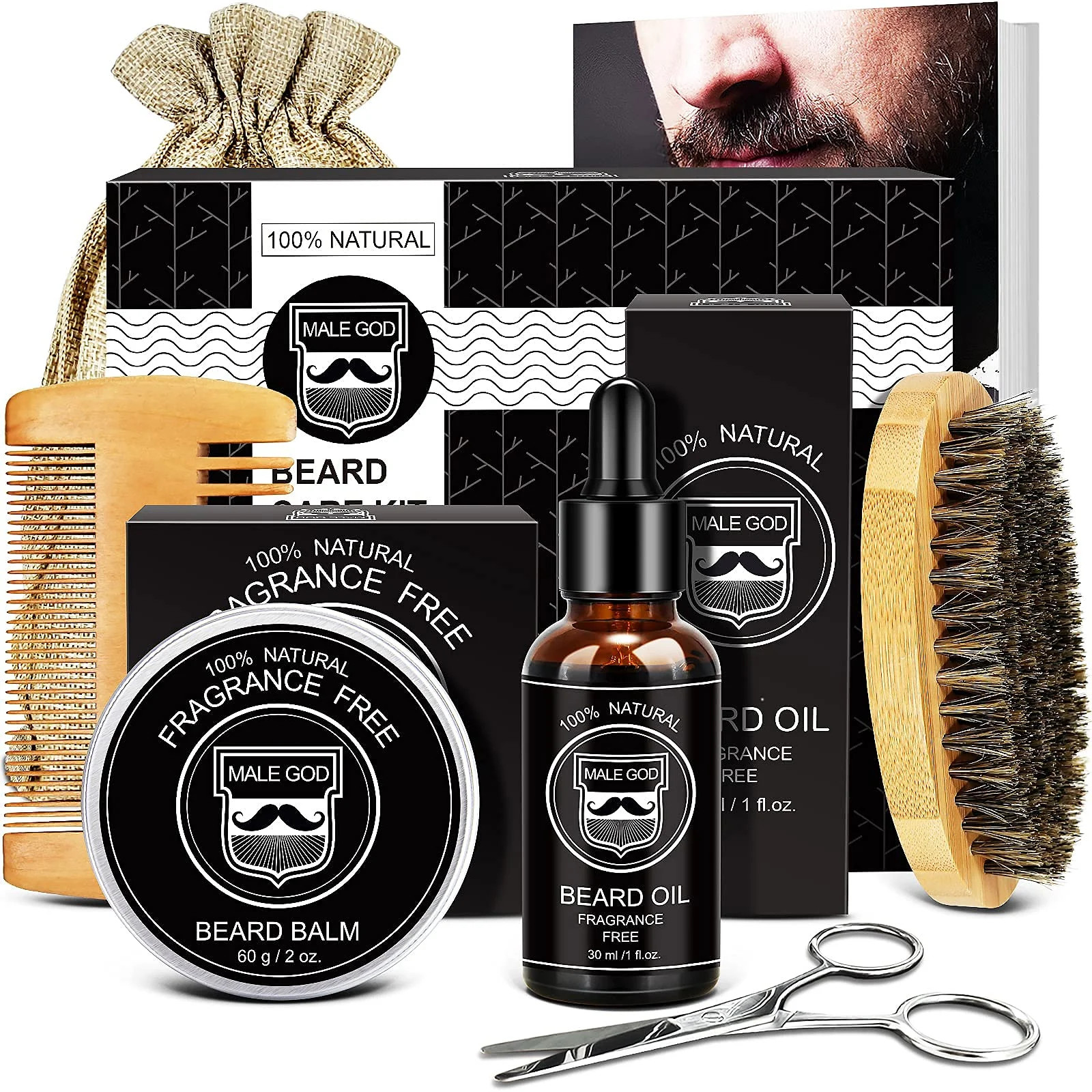 Beard Grooming Kit - Beard Growth Kit with Beard Oil Growth, Beard Balm, Beard Comb, Beard Brush,... | Walmart (US)