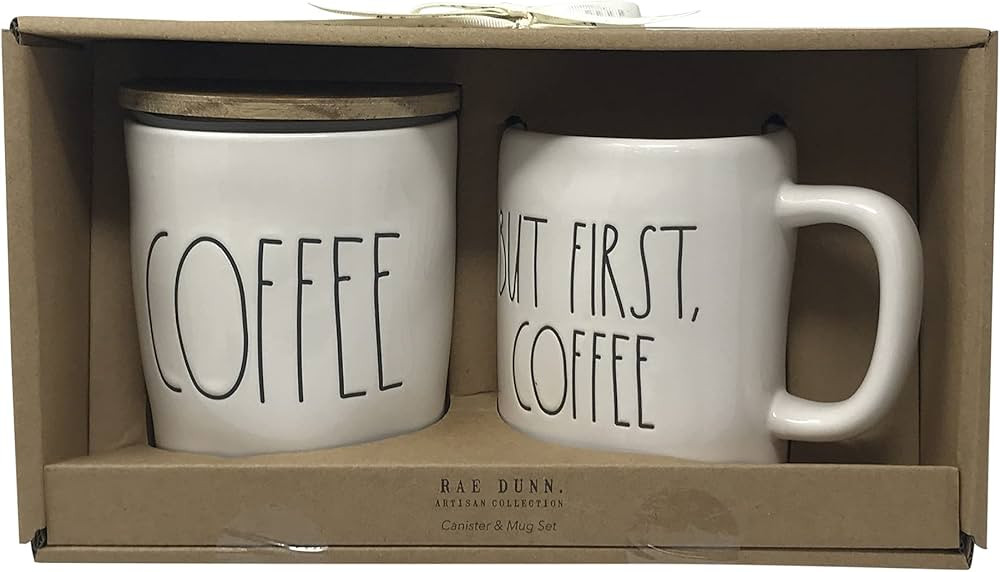 Rae Dunn by Magenta 2 Piece Canister and Mug Set (Coffee/But First Coffee) | Amazon (US)