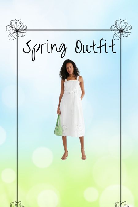 Spring outfit 
Maternity 
White dress 
Eyelet dress 
Spring dress 

#LTKwedding #LTKfindsunder50 #LTKSeasonal
