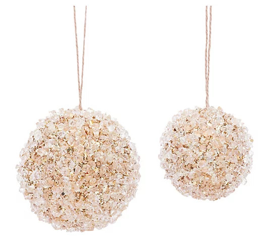 Melrose Gold Beaded Acrylic Ball Ornament (Setof 8) - QVC.com | QVC