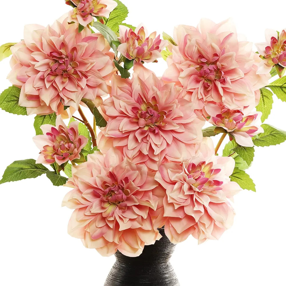 GLSATEMAN Artificial Silk Flowers Dahlia 24'in Long Stem Flower 5 Pcs,Suitable for Wedding Decora... | Amazon (US)