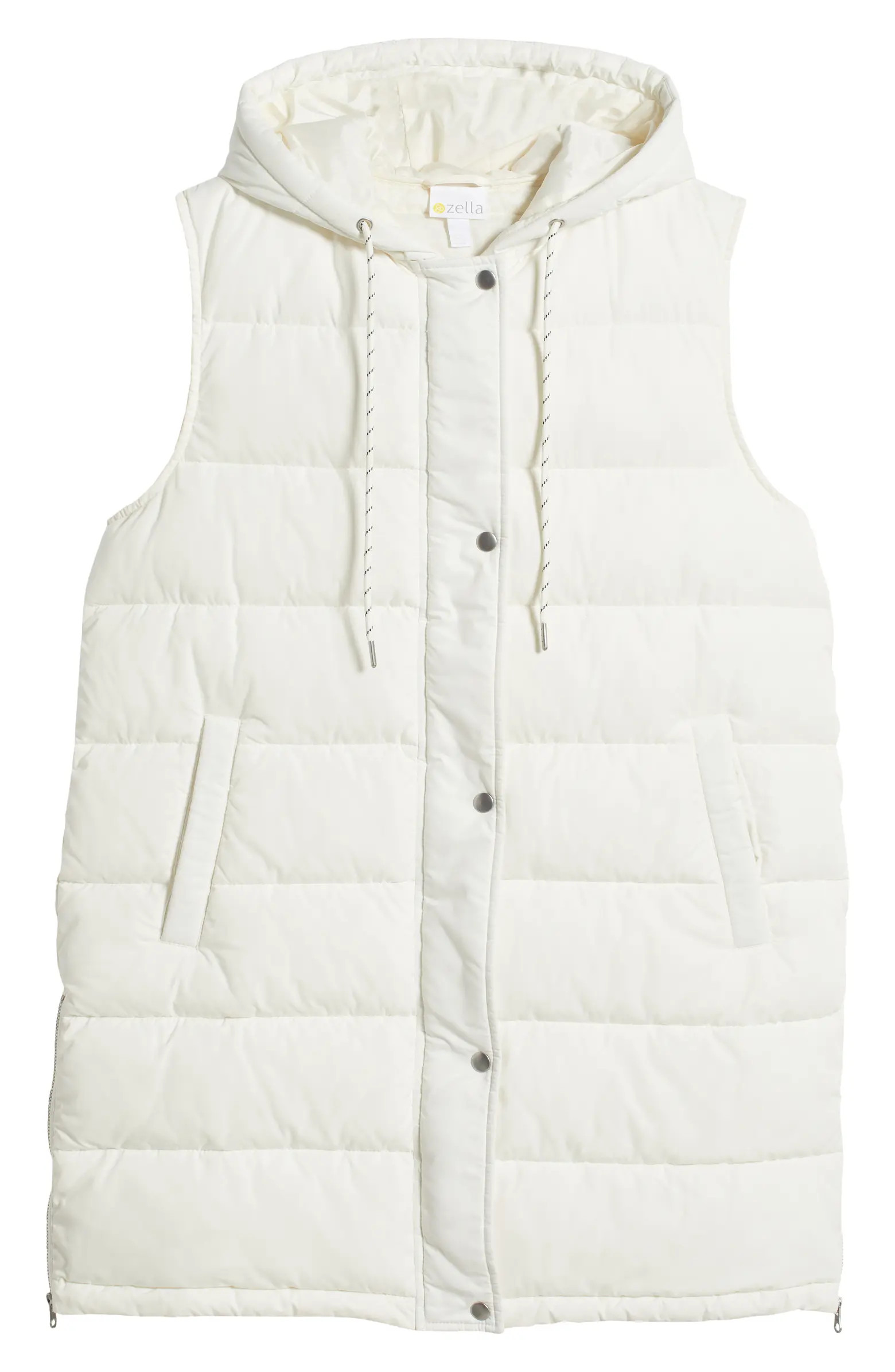 Zella Long Hooded Puffer Vest | Nordstrom | Nordstrom