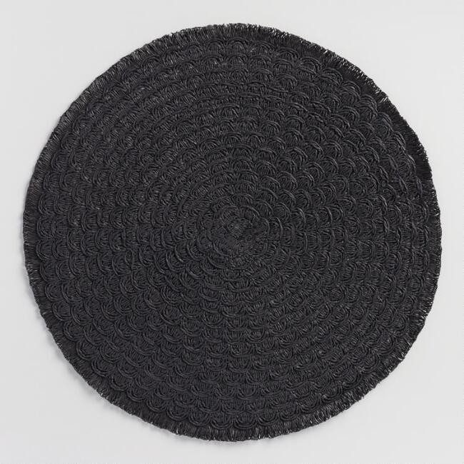 Round Black Braided Placemats with Fringe Set of 4 | World Market