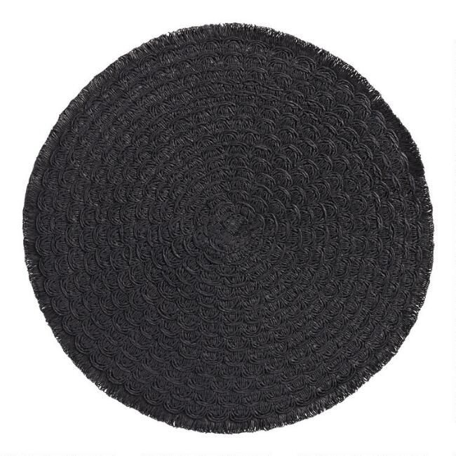Round Black Braided Placemats with Fringe Set of 4 | World Market