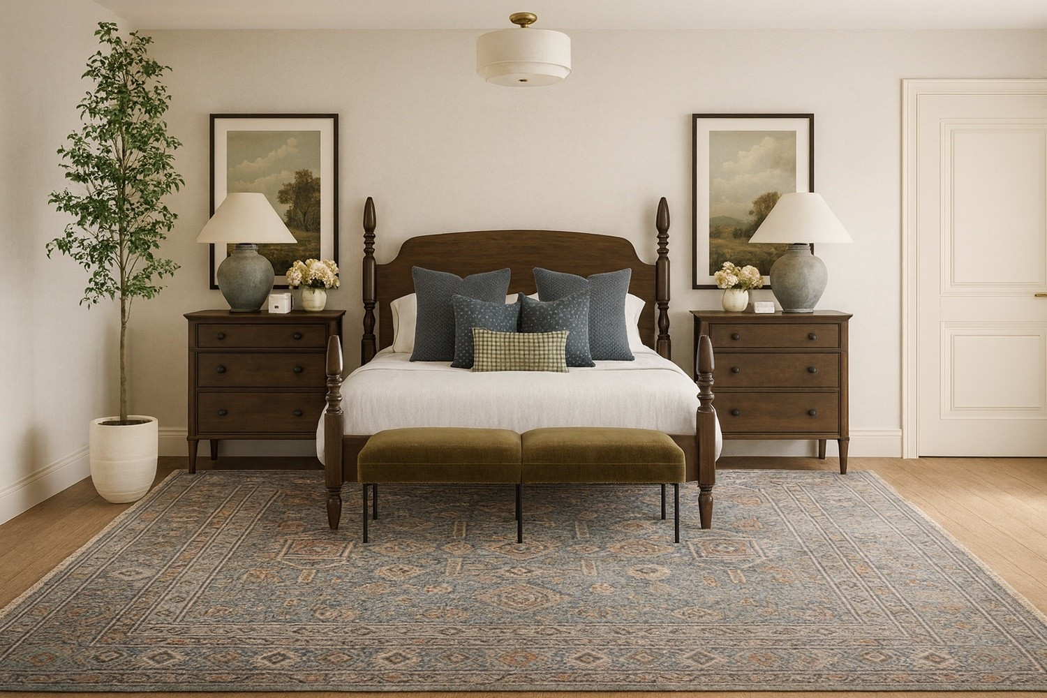 A COZY, COLLECTED BEDROOM: CLASSIC STYLE WITH A MODERN TOUCH
Bedrooms are such personal spaces. They should feel like a soft landing at the end of the day — calm, layered, and intentionally designed. This bedroom brings together timeless wood tones, a soothing color palette, and warm textures to create a space that feels both sophisticated and inviting.

#LTKHome #LTKSeasonal #LTKFamily