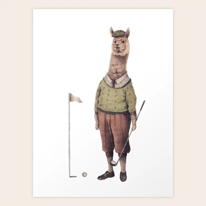 Alpaca Golf Club Art Print | Society6