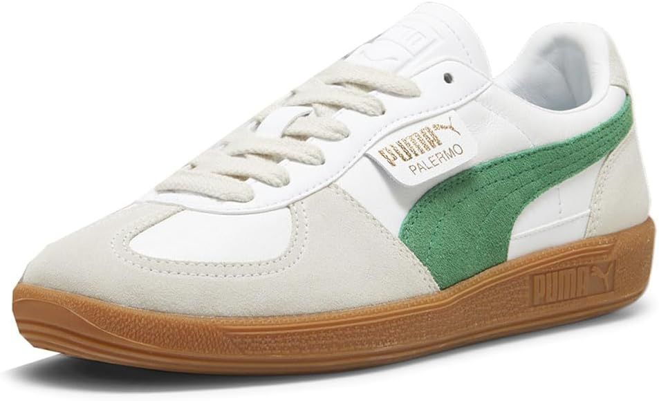 Puma Mens Palermo Leather Lace Up Sneakers Shoes Casual - Green, Grey, White | Amazon (US)