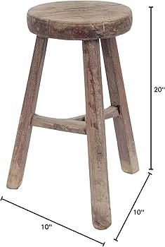 Lily’s Living Artissance Round Vintage Stool, Weathered Natural Wood Finish (Size & Color Vary) | Amazon (US)
