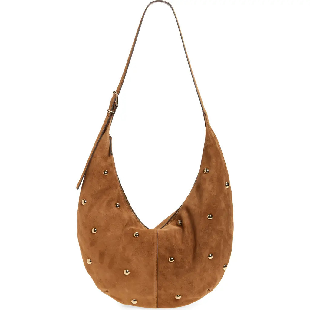 Madewell The Essential Curve Suede Shoulder Bag in Dried Acorn at Nordstrom | Nordstrom