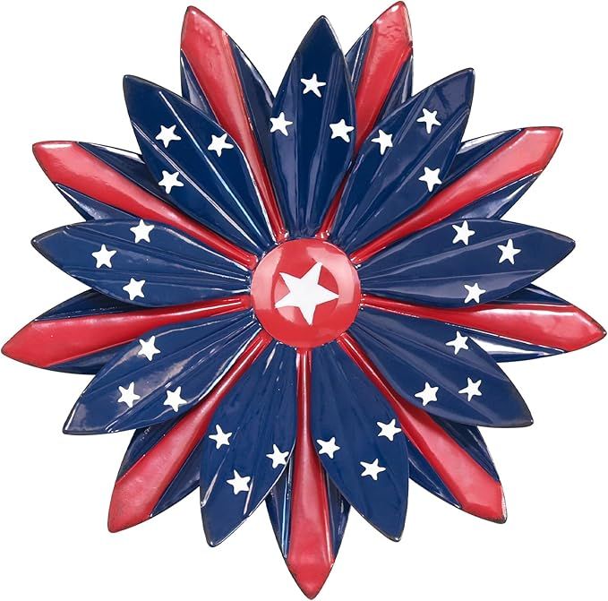 YEAHOME 4th of July Decorations for Home, Blue Red Metal Flower Wall Art for Fourth of July Decor... | Amazon (US)