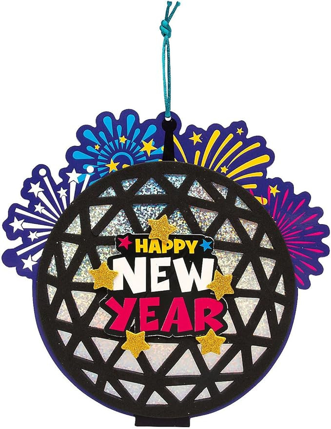 Fun Express New Year’s Eve Ball Drop Sign Craft Kit - Makes 12 | Amazon (US)