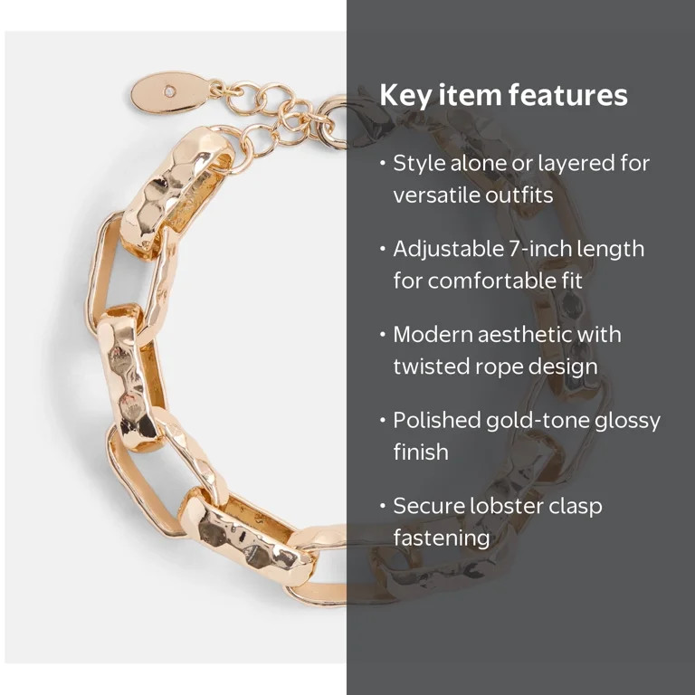 Scenario Women's Gold-Tone Twisted Chain Bracelet | Walmart (US)