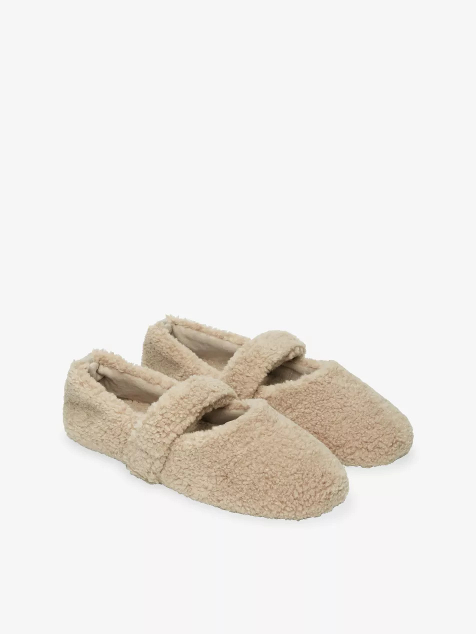 Borg Faux-Sheepskin Ballet Slippers | Selfridges