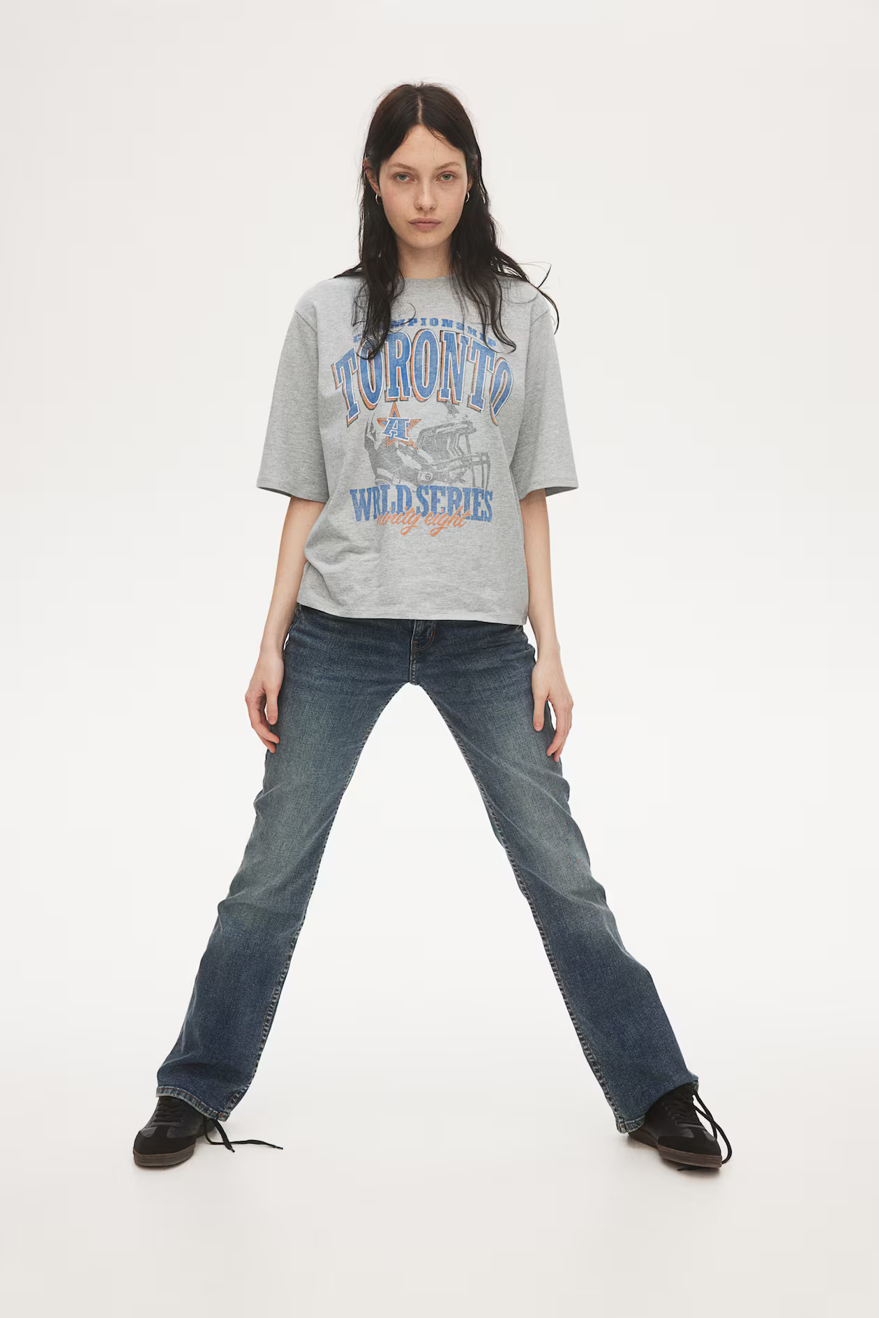 Oversized T-shirt - Round Neck - Short sleeve - Light gray melange/Toronto - Ladies | H&M US | H&M (US + CA)