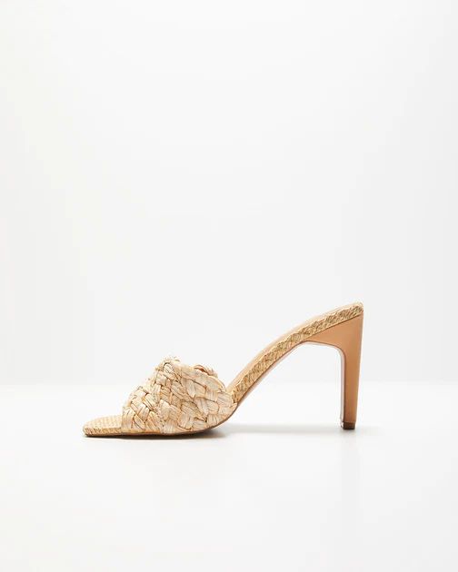 Kori Woven Peep Toe Heeled Sandals - Nude | VICI Collection