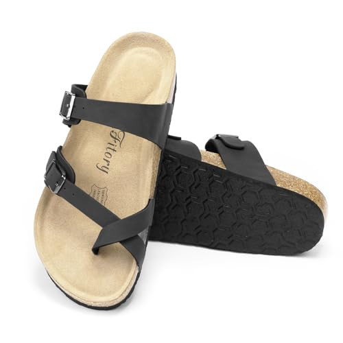 FITORY Women's Slide Sandals with Soft Cork Footbed, Comfort Arch Support Flat Sandals for Summer... | Amazon (US)