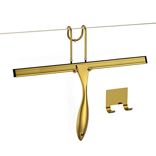 Shower Squeegee Set, 14-Inch Stainless Steel Squeegee, All-Purpose Squeegee for Bathroom, Shower Doors, Mirrors, Tiles, and Car Windows - 100% Streak Free, Includes Shower Door Hook and Adhesive Hook | Amazon (US)
