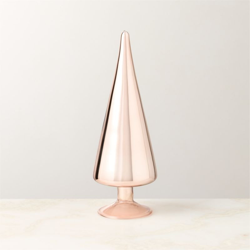 Paz Blush Glass Christmas Tree Figure 8.5" + Reviews | CB2 | CB2