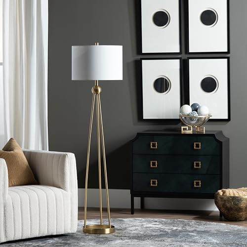 Crestview Collection Josephine 59.5" Gold Metal Tripod Floor Lamp w/Shade | Amazon (US)