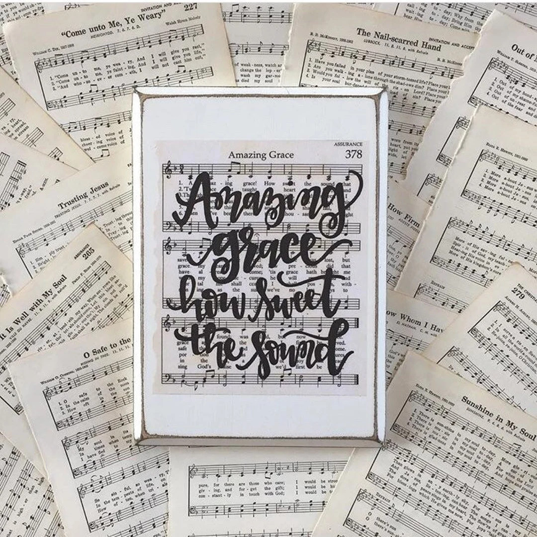 Amazing Grace Hymn Board | Hand-Lettered Wall Decor | Christian Gift | Inspirational Art | Home D... | Etsy (US)
