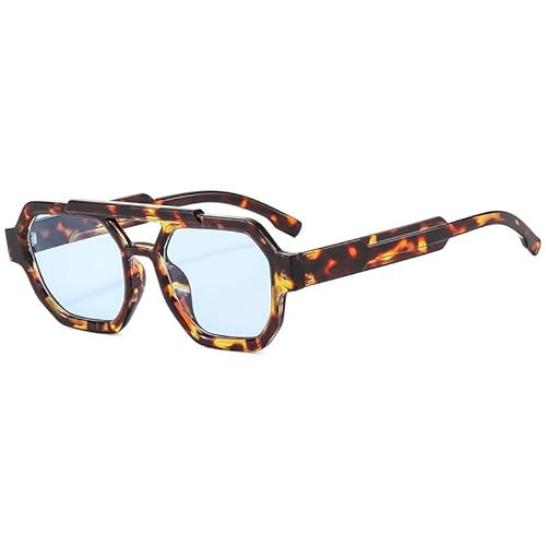 YAMEIZE Retro Pilot Sunglasses for Women Men Trendy Vintage Double Bridge Hexagonal 70s Sunglasse... | Amazon (US)