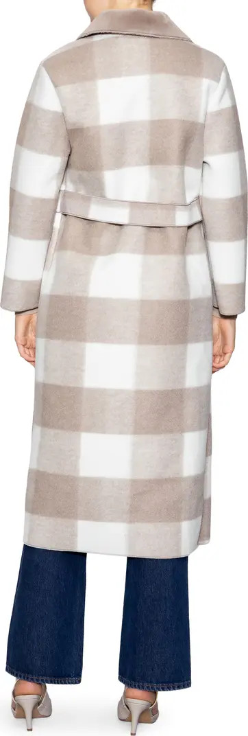 MELLODAY Faux Fur Collared Plaid Trench Coat | Nordstromrack | Nordstrom Rack