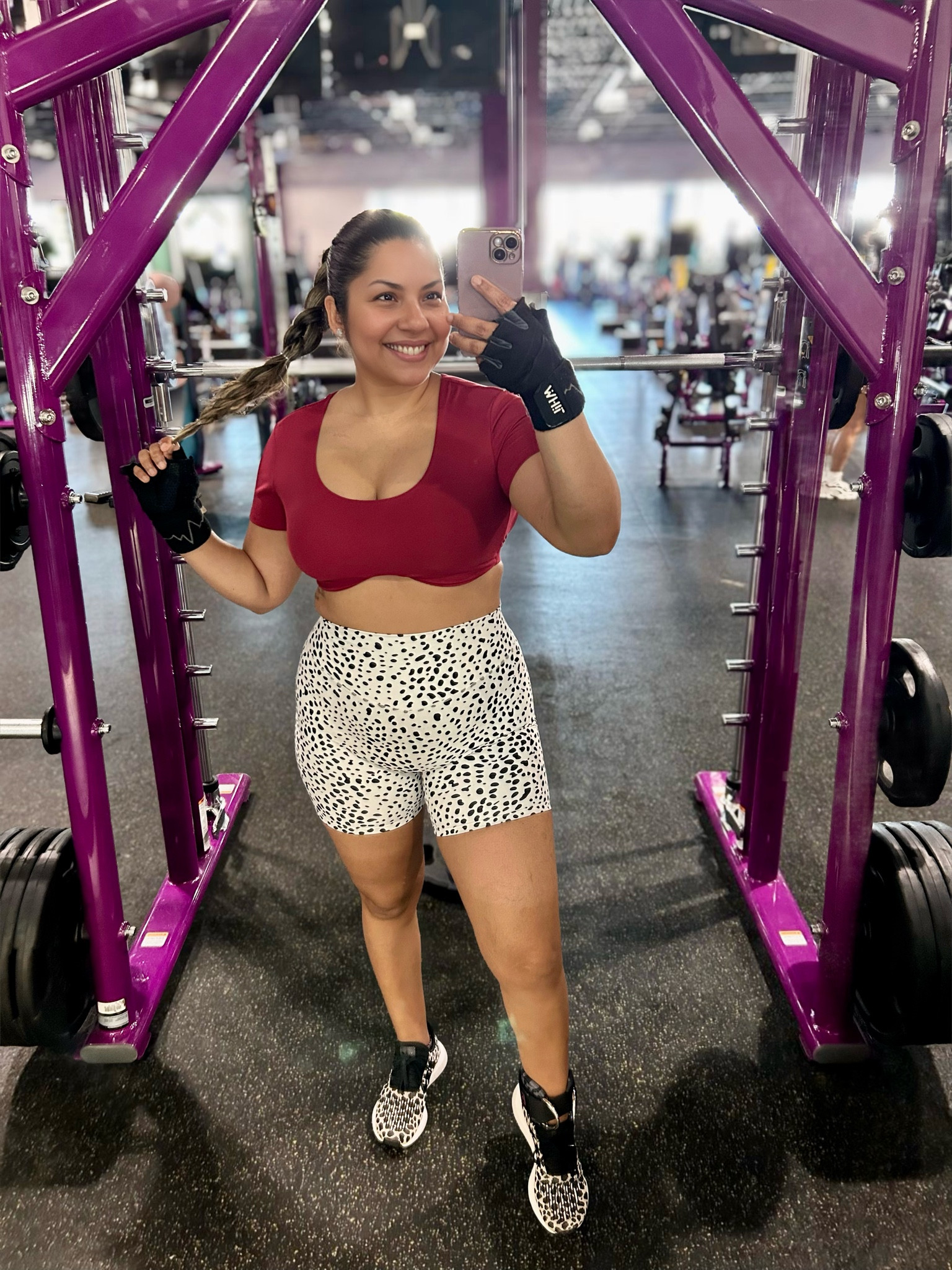 Dalmatian print is my new favorite color 🖤🤍 …………………………………..🖤🤍…………………………………. 
This wonderful and funny animal print is part of the most recent aoxjox collection 😎 

Wearing Large in both pieces, Dalmatian Print(size Up, Run Small) 

My measurements: Bust 36C,Waist 34 in, Hips 42 in,Glutes 45 in 

Metamorph Shorts: Tummy Control, High Waisted, V contour, 6" inseam, buttery soft fabric, moderate compression, no front seam, and the back waistband detail are compliment your glutes, it is so flattering, so don't hesitant about purchasing !!

#LTKShoeCrush #LTKFindsUnder50 #LTKFitness