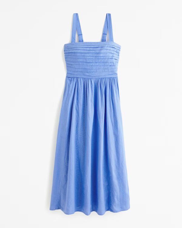 Emerson Linen-Blend Wide Strap Midi Dress | Abercrombie Europe | Abercrombie And Fitch Code | #LTKU | Abercrombie & Fitch (US)