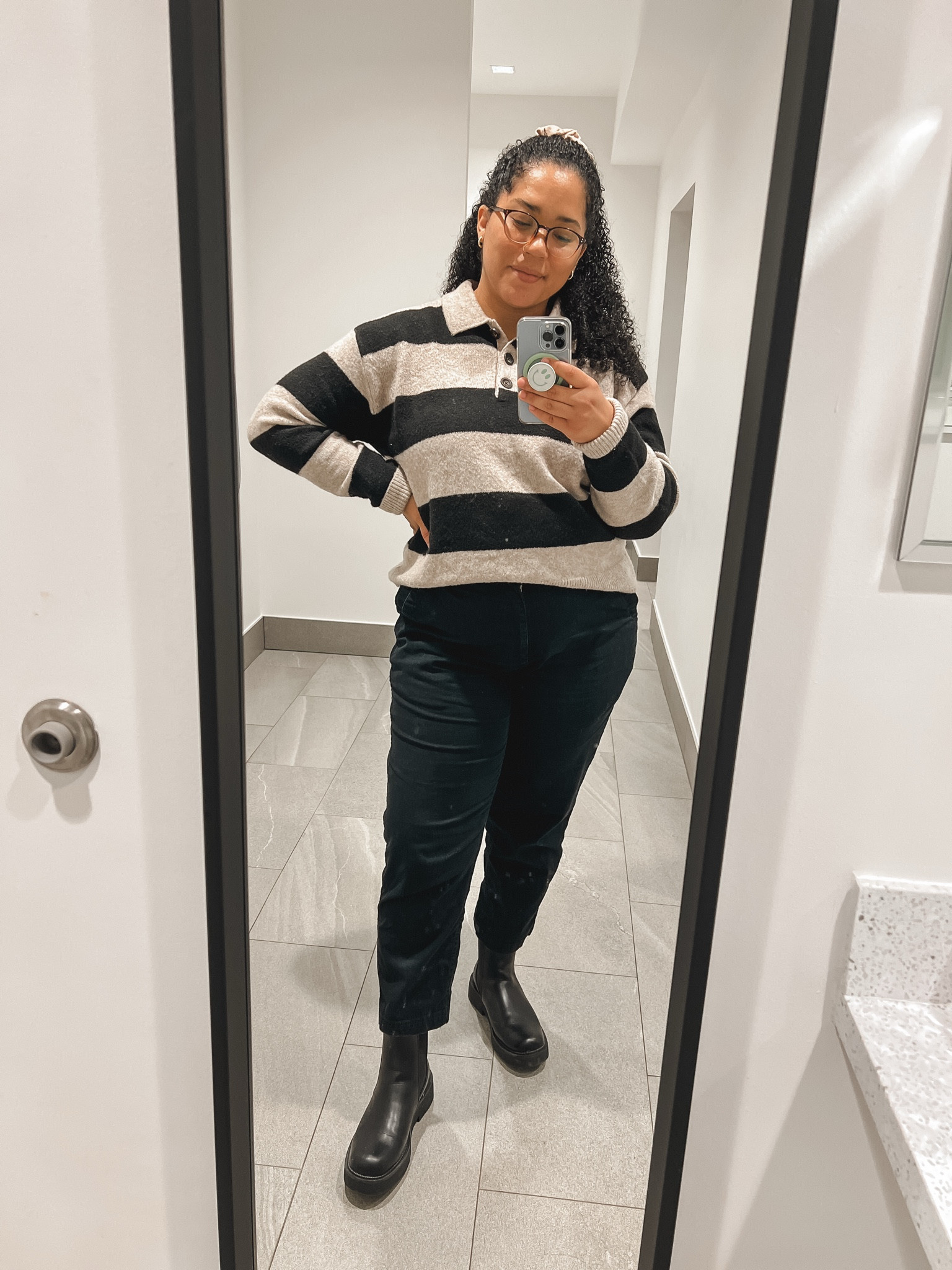 Love this collared, striped sweater. It's so soft and perfect for the weather! 

#LTKFindsUnder50 #LTKWorkwear #LTKMidsize