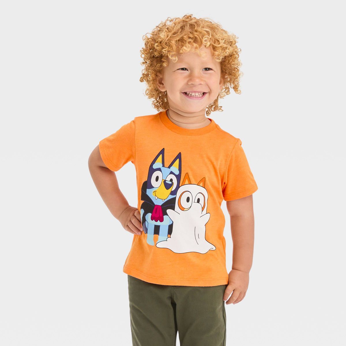 Toddler Boys' Bluey Halloween Bingo Short Sleeve T-Shirt - Orange | Target