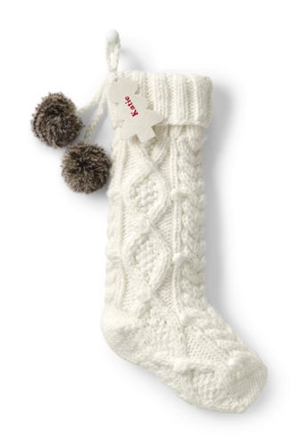 Cable Knit Pom Christmas Stocking | Lands' End (US)