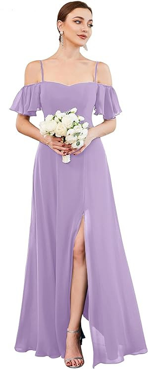 Ever-Pretty Women's Off Shoulder Short Sleeve Split A-Line Floor Length Bridesmaid Dresses 00237 | Amazon (US)