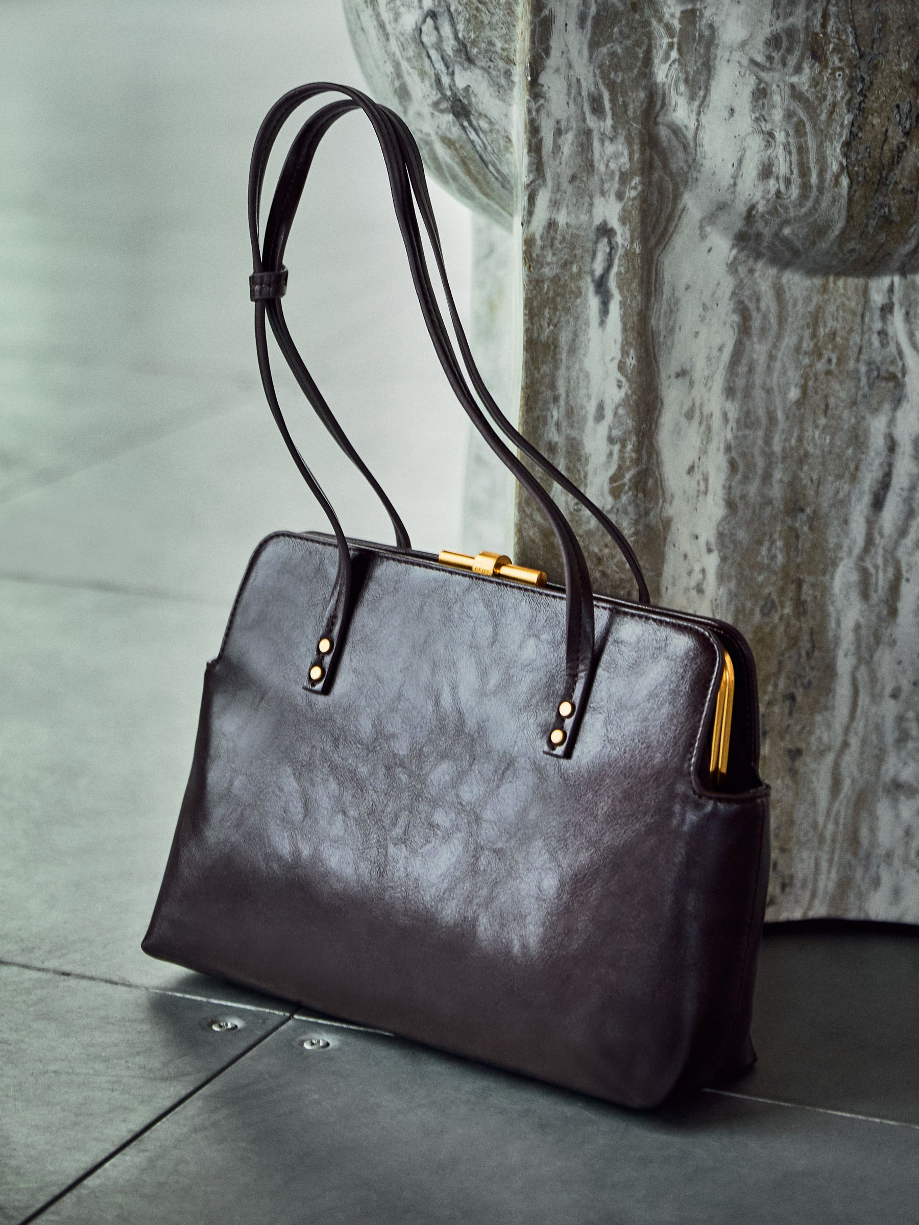 Reiss Frame Shoulder Bag in Burgundy - REISS | Reiss UK